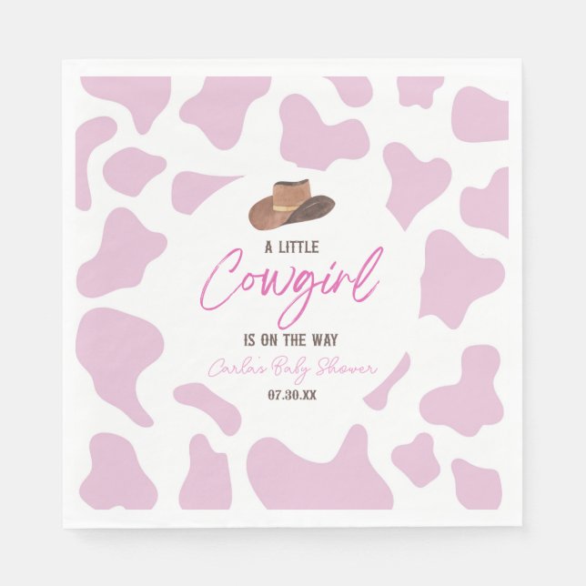 Little Cowgirl Cow Girl Rodeo Western Baby Shower Pappersservett (Framsidan)