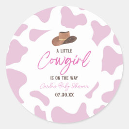 Little Cowgirl Cow Girl Rodeo Western Baby Shower Runt Klistermärke