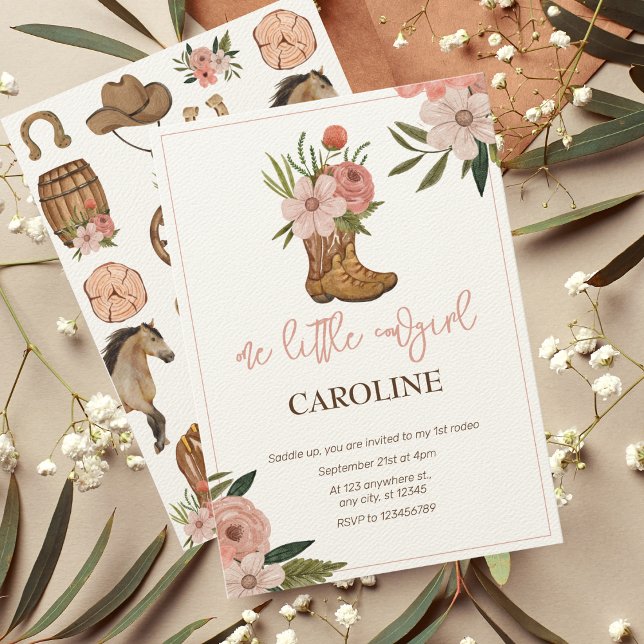 Little Cowgirl First Rodeo 1:a födelsedagen Inbjudningar (Skapare uppladdad)