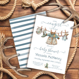 Little Cowgirl Flicka Clothesline Baby Shower Inbjudningar