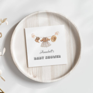Little Cowgirl Hat Boots Dress Baby Shower Pappersservett