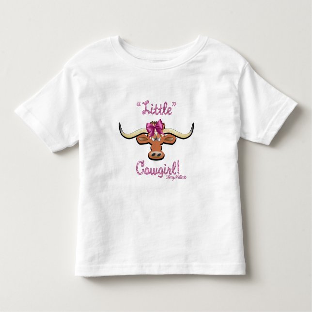Little Cowgirl, Longhorn Cow T-Shirt (Framsida)