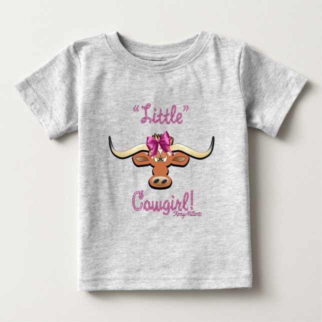 Little Cowgirl, Longhorn Cow T Shirt (Framsida)