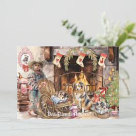 Little Cowgirl med hennes BFFurever-Helgdag Card Julkort