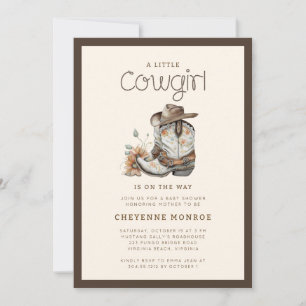 Little Cowgirl Modern Western Baby Shower Inbjudningar