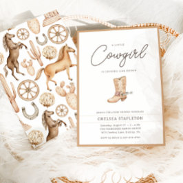 Little Cowgirl Modern Western Rodeo Baby Shower Inbjudningar
