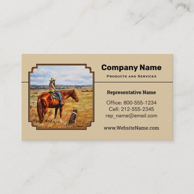 Little Cowgirl på Cattle Horse Visitkort (Framsida)