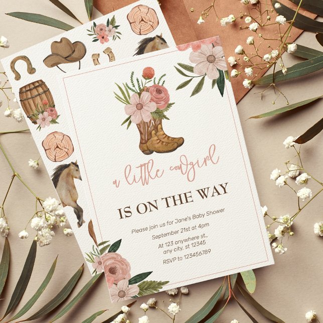 Little Cowgirl på Way Baby Shower Inbjudningar (Skapare uppladdad)