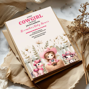Little Cowgirl på Way Baby Shower Inbjudningar
