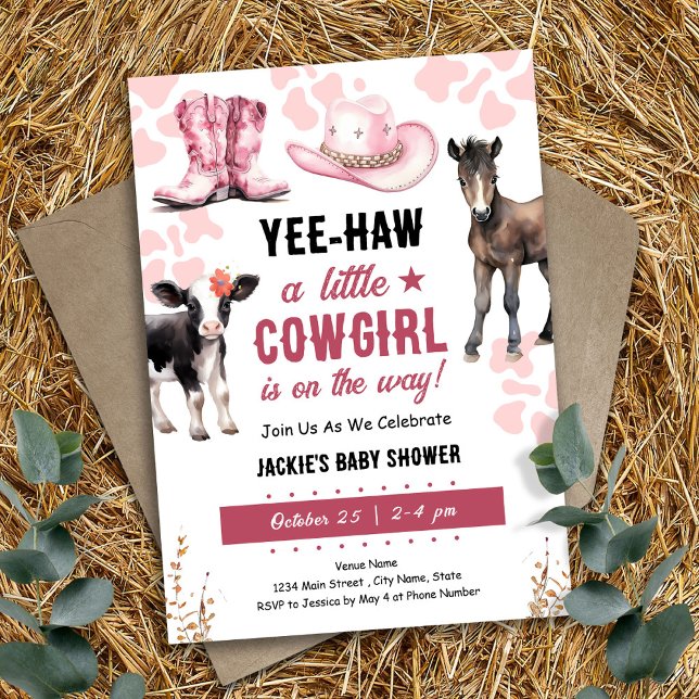 Little Cowgirl Rodeo Animals Baby Shower Inbjudningar (Skapare uppladdad)