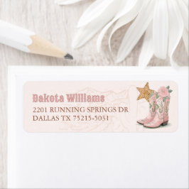 Little Cowgirl Rosa Baby Shower Returadress Returadress Etikett