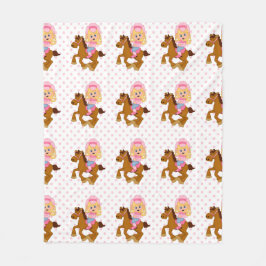 Little Cowgirl Rosa Polka Dot Fleecefilt