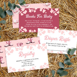 Little Cowgirl rosa Rodeo Bokar Baby Shower Tilläggskort