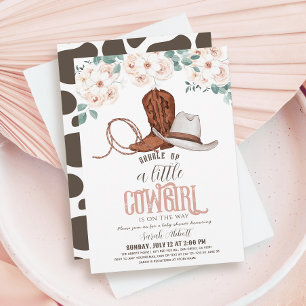 Little Cowgirl Western Blommigt Girl Baby Shower Inbjudningar