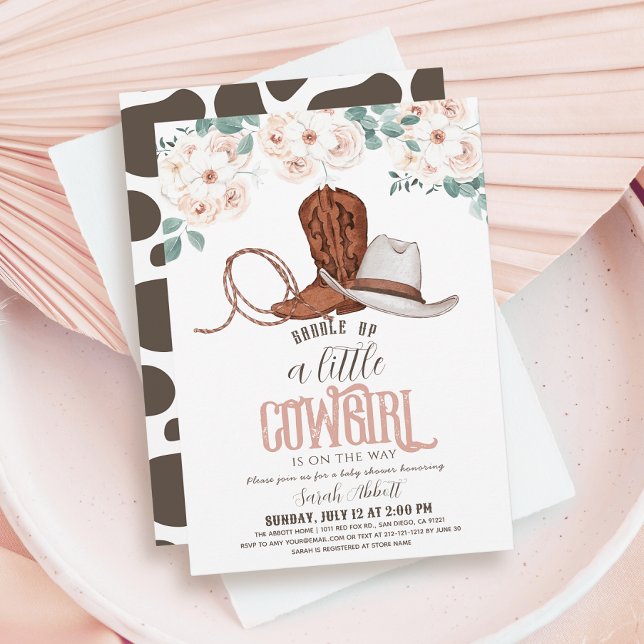 Little Cowgirl Western Blommigt Girl Baby Shower Inbjudningar (Skapare uppladdad)
