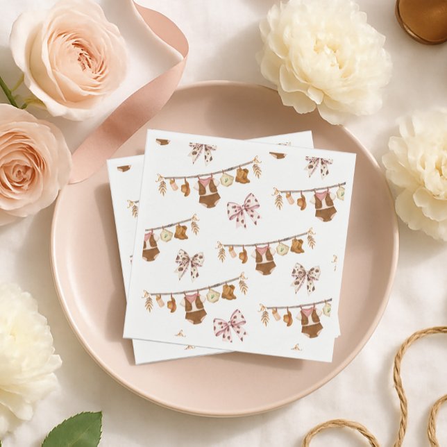Little Cowgirl Western Clothes Baby Shower Pappersservett (Skapare uppladdad)