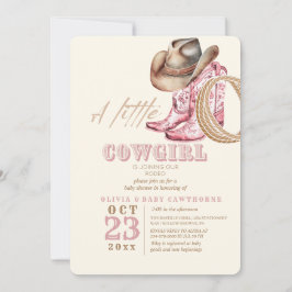 Little Cowgirl Western Flicka duschar  rosa Inbjudningar