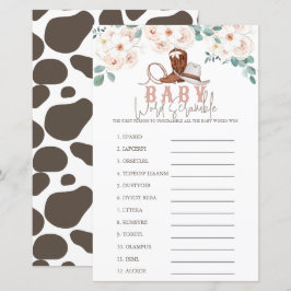 Little Cowgirl Western Floral Baby Word Scramble