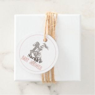 Little Cowgirl Western Rosa Girl Baby Shower Gåvor Etiketter