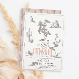 Little Cowgirl Western Rosa Girl Baby Shower Inbjudningar