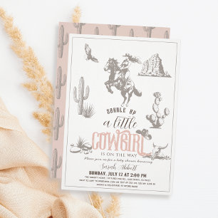 Little Cowgirl Western Rosa Girl Baby Shower Inbjudningar