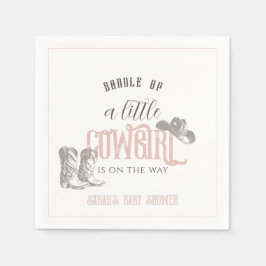 Little Cowgirl Western Rosa Girl Baby Shower Pappersservett