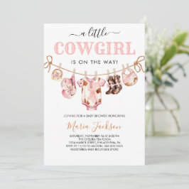 Little Cowgirl Wild West Pink Cowgirl Baby Shower Inbjudningar