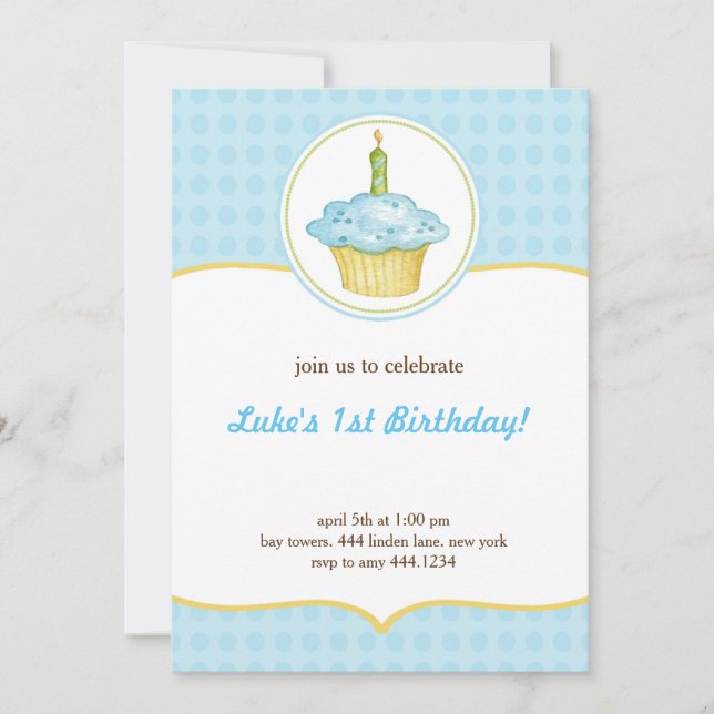 Little Cupcoa First Birthday Boy-inbjudan Inbjudningar (Framsida)
