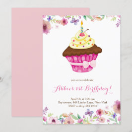 Little Cupkaka First Birthday-inbjudan Inbjudningar