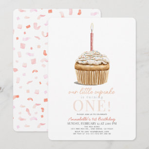 Little Cupkaka Sprinkles Rosa Girl Girl 1 Birthday Inbjudningar