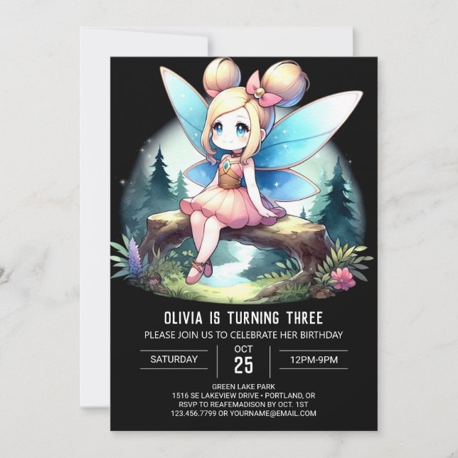 Little Cute Fairy Birthday Inbjudningar (Framsida)