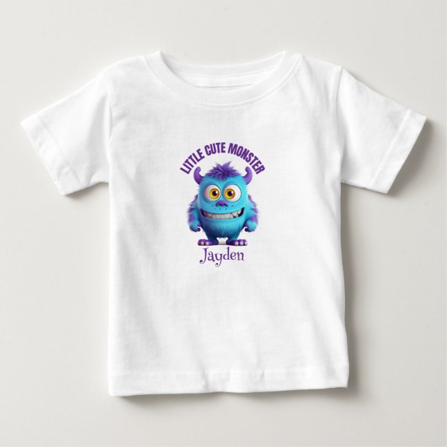 Little Cute Monster Lila Horns Personlig T Shirt (Framsida)