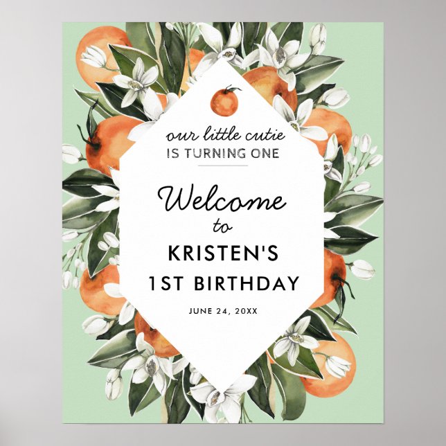 Little Cutie 1:a födelsedagen Party Välkommen Post Poster (Framsidan)