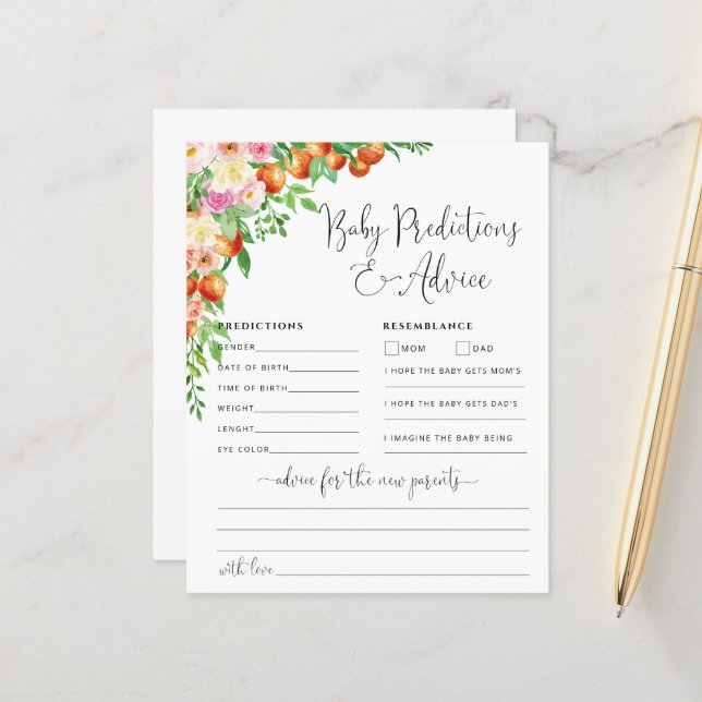 Little Cutie Baby Advice and Predicted Card (Fram/Back In Situ)