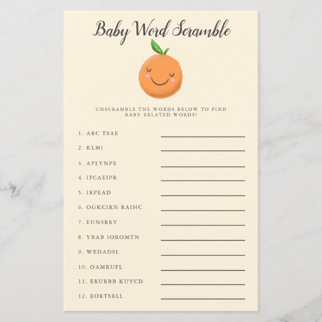 Little Cutie Baby Ord Scramble Game Gult (Framsida)