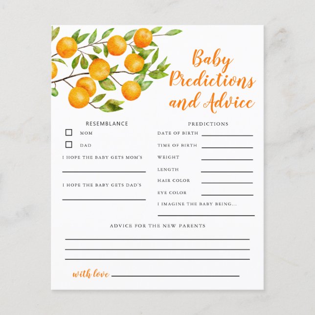 Little Cutie Baby Predictions & Advice Card (Framsida)