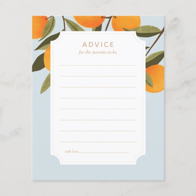 Little Cutie Baby Shower Advice for Parents Card (Framsida)