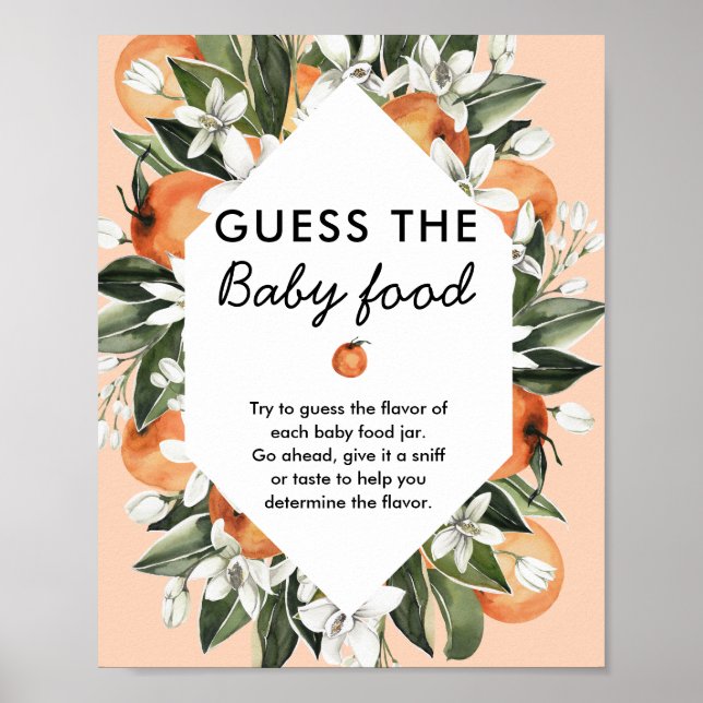 Little Cutie Baby Shower Baby Food Game Sign Poster (Framsidan)