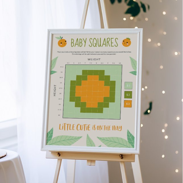 Little Cutie Baby Shower Betting Squares-tecken Poster (Skapare uppladdad)