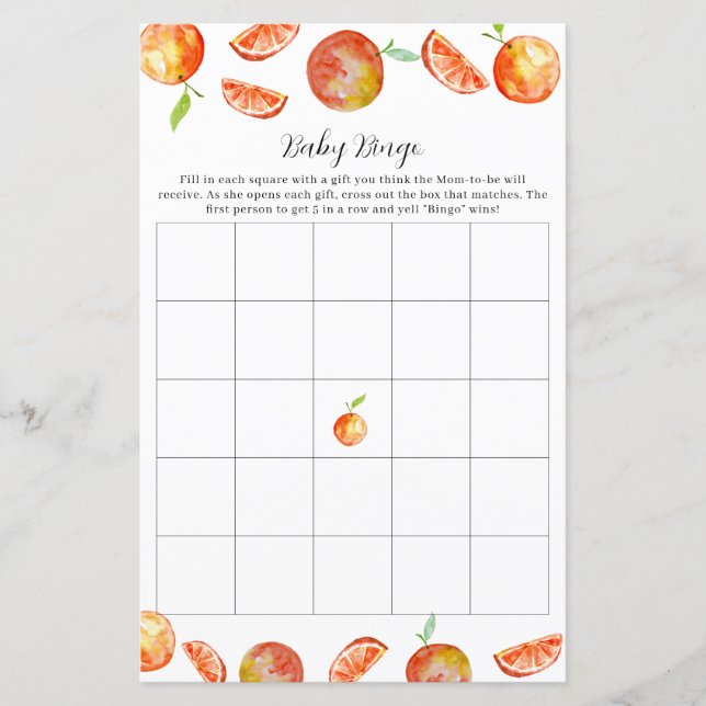 Little Cutie Baby Shower Bingo Game Party aktivite (Framsida)