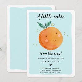 Little Cutie Baby Shower Boy Clementine Orange Inbjudningar