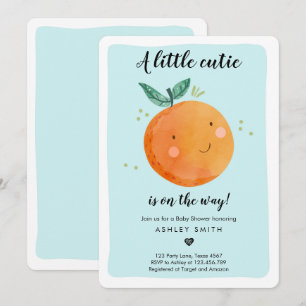 Little Cutie Baby Shower Boy Clementine Orange Inbjudningar