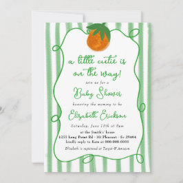 Little Cutie Baby Shower Citrus Orange Baby Shower Inbjudningar