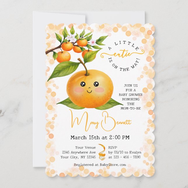 Little Cutie Baby Shower Gender Neutra Invitations (Framsida)