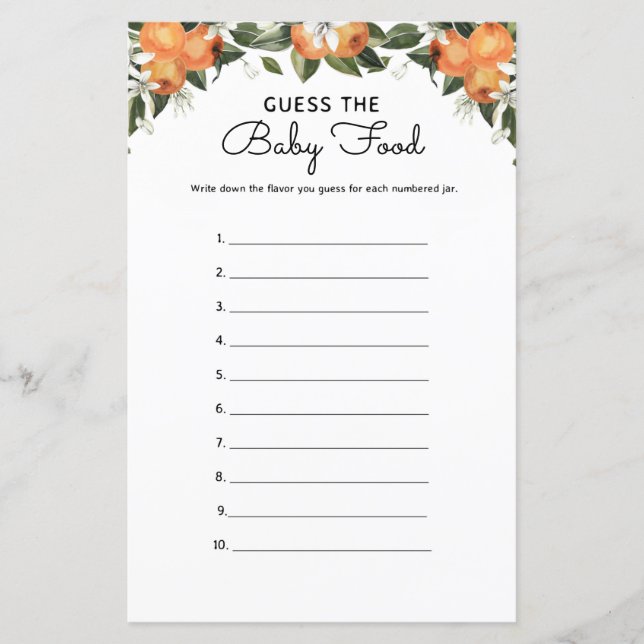 Little Cutie Baby Shower gissar att matspelet i Ba (Framsida)