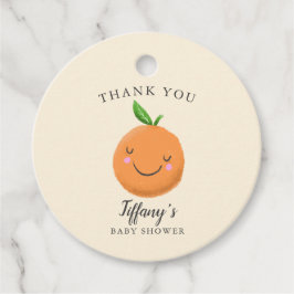 Little Cutie Baby Shower Gult Clementine Gåvor Etiketter