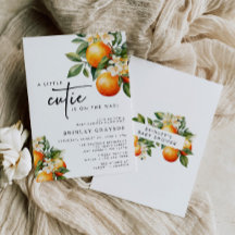 Little Cutie Baby Shower-inbjudan Citrus Orange