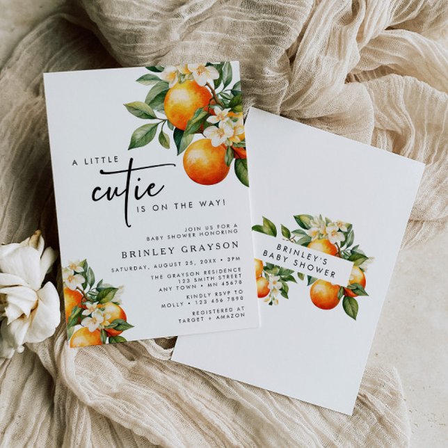 Little Cutie Baby Shower-inbjudan Citrus Orange Inbjudningar (Skapare uppladdad)