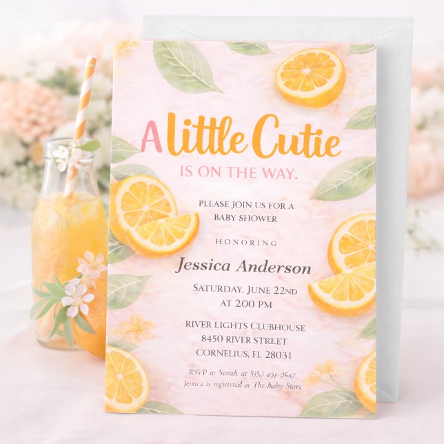 Little Cutie Baby Shower Invitation Citrus Orange Inbjudningar (Skapare uppladdad)