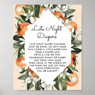 Little Cutie Baby Shower Late Night Diaper Poster